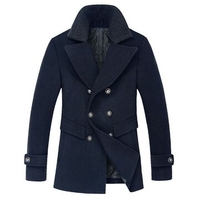 British Style Winter Business Thicken Double-breasted Woolen Jacket for Men
