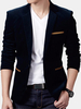 British Suits Coat Mens Korean Casual Slim Fit Single Button Turndown Collar Velvet Blazers