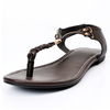 Brown Knitting Bohemia Thong Button Flat Slip On Sandals