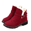 Buckle Ankle Fur Lined Flat Casual Boots For Women