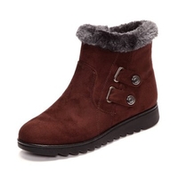 Buckle Button Ankle Suede Fur Lining Flat Snow Boots