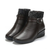 Buckle Crystal Wedge Heel Ankle Zipper Fur Lining Boots For Women