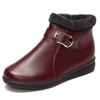 Buckle Folded Fur Lining Zipper Ankle Flat Casual Boots