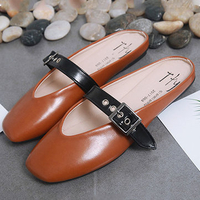 Buckle Hollow Out Backless Flat Casual Loafers For Women