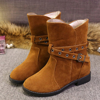 Buckle Strappy Ankle Heel Increasing Short Casual Boots