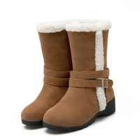 Buckle Warm Cotton Lining Zipper Mid Calf Boots For Women