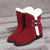 Buckle Warm Fur Lining Buckle Slip On Flat Ankle Snow Boots