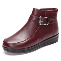 Buckle Waterproof Slip On Ankle Warm Zipper Fur Lined Boots