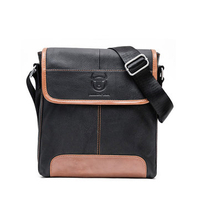 Bullcaptain Business Message Bag Patchwork Genuine Leather Crossbody Sling Bag For Men