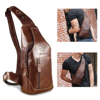 Bullcaptain Men Genuine Leather Business Casual Chest Bags Shoulder Crossbody Bag