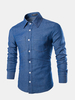 Business Casual Fashion Cotton Denim Long Sleeve Dress Shirts for Men