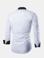 Business Casual Fashion Cotton Solid Color Slim Fit Dress Shirts for Men