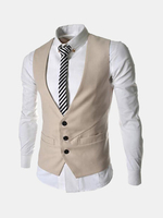 Business Casual Fashion Dress Vest for Suit or Tuxedo 3 Buttons Vests for Men