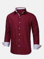 Business Casual Fashion Solid Color Long Sleeve Dress Shirts for Men