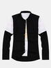 Business Casual Fashion Stitching Slim Fit Long Sleeve Dress Shirts for Men