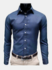 Business Casual Gentle Small Stripes Solid Color Long Sleeve Dress Shirts for Men
