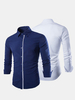 Business Casual Solid Color Cotton Soft Slim Long Sleeve Dress Shirts for Men