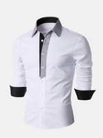 Business Casual Solid Color Turn-Down Slim Fit Long Sleeve Designer Shirts for Men