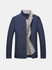 Business Casual Thicken Zipper Side Pockets Stand Collar Jacket for Men