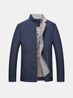 Business Casual Thicken Zipper Side Pockets Stand Collar Jacket for Men