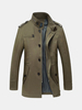 Business Casual Trench Coat Single-breasted Turndown Collar Jacket Coat for Men