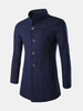 Business Fashion Casual Solid Color Slim Fit Woolen Stand Collar Coat for Men