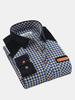 Business Fashion Stitching Plaids Printing Long Sleeve Dress Shirts for Men