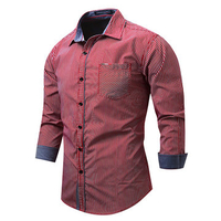 Business Fashion Stripes Printing Cotton Soft Casual Long Half Sleeve Dress Shirts for Men