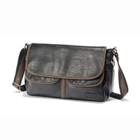 Business PU Leather Crossbody Bag Message Bag Solid Casual Shoulder Bag For Men