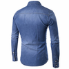 Bussiness Casual Cotton Patchwork Long Sleeve Plus Size Designer Denim Shirt for Men