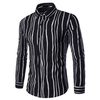 Bussiness Casual Cotton Striped Long Sleeve Plus Size Shirt for Men