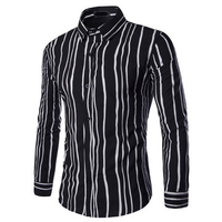 Bussiness Casual Cotton Striped Long Sleeve Plus Size Shirt for Men