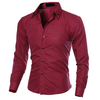 Bussiness Casual Solid Color Checked Long Sleeve Plus Size Shirt for Men