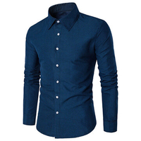 Bussiness Casual Solid Color Cotton Dot Long Sleeve Plus Size Shirt for Men