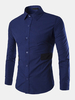 Bussiness Casual Solid Color Cotton Patchwork Long Sleeve Plus Size Shirt for Men