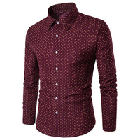 Bussiness Casual Solid Color Cotton Printing Long Sleeve Plus Size Shirt for Men