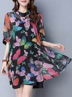 Butterfly Print Two Pieces Suit A Line Women Dresses