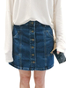 Button A-Line Women Casual Pocket Denim Skirt