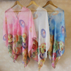 Button Chiffon Umbrella Printed Scarves Sunscreen Beach Towel Oversized Shawl