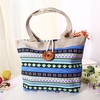 Button Colorful Lunch bags Creative Stripe Lunch Totes Handbag Picnic Bag Food Storage Container