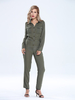 Button Pockets Long Army Green Lape Romper Casual Women Jumpsuit