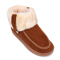 Button Pure Color Warm Cotton Soft Flat Snow Boots