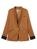 Button Work OL Slim Patchwork Long Sleeve Pocket Women Blazer