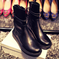 Button Zipper Black Back Lace Decoration Knight Boots