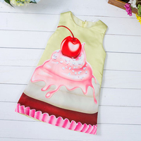 Cake Pattern Sleeveless O-neck Dress For Children Girl