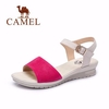 Camel Leather Color Match Breathable Buckle Flat Casual Sandals