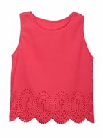 Candy Color Hollow Crop Chiffon Women Sleeveless Vest Tank Top