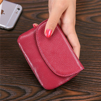 Candy Color Genuine Leather Coins Bag Card Holder Wallet Purse For Women
