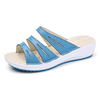 Candy Color Leather Slip On Beach Flat Platform Sandals For Women