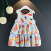 Candy Pattern Flouncing Sleeveless O-neck Dress For Kids Girl
